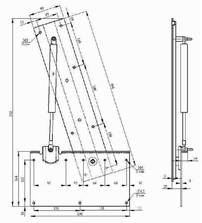Чертеж вертикальной шкаф-кровати трансформера 140х200